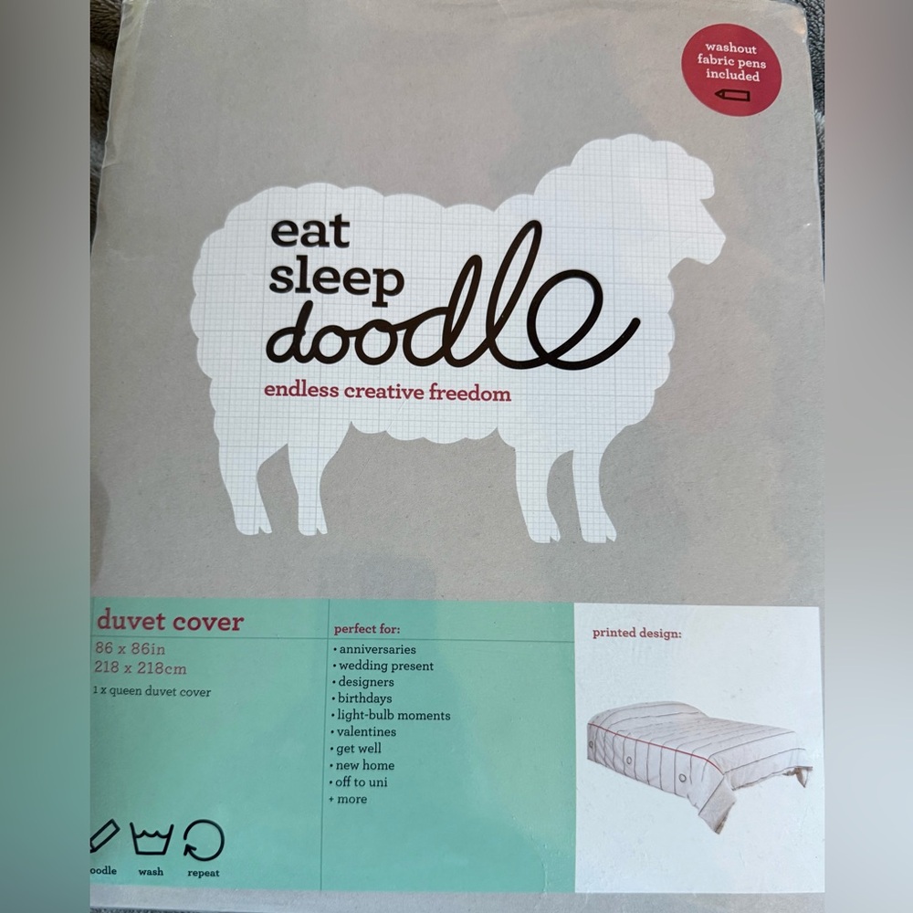 Brand new EatSleepDoodle Queen Duvet Cover